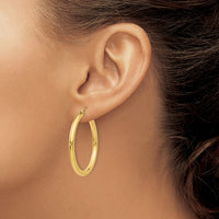 Thumbnail for 14K Polished 3mm Tube Hoop Earrings