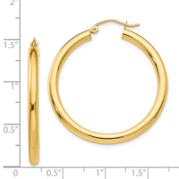 Thumbnail for 14K Polished 3mm Tube Hoop Earrings