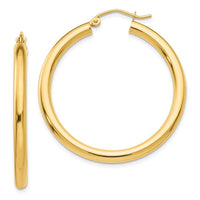 Thumbnail for 14K Polished 3mm Tube Hoop Earrings