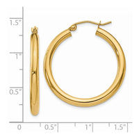 Thumbnail for 14K Polished 3mm Tube Hoop Earrings