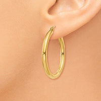 Thumbnail for 14K Polished 3mm Tube Hoop Earrings