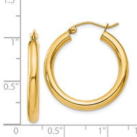 Thumbnail for 14k Polished 3mm Tube Hoop Earrings