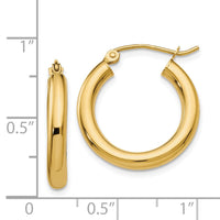 Thumbnail for 14k Polished 3mm Tube Hoop Earrings