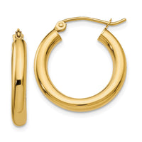 Thumbnail for 14k Polished 3mm Tube Hoop Earrings