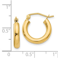 Thumbnail for 14K Polished 3mm Tube Hoop Earrings