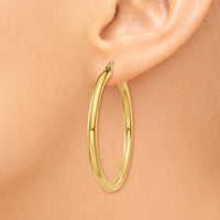 Thumbnail for 14K Polished 3mm Tube Hoop Earrings