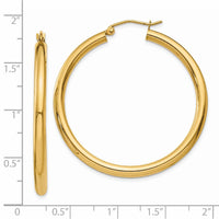 Thumbnail for 14K Polished 3mm Tube Hoop Earrings