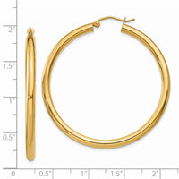 Thumbnail for 14K Polished 3mm Tube Hoop Earrings