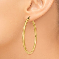 Thumbnail for 14K Polished 3mm Tube Hoop Earrings