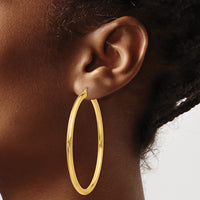 Thumbnail for 14K Polished 3mm Tube Hoop Earrings