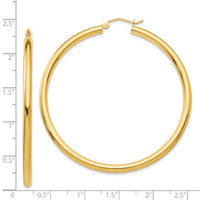 Thumbnail for 14K Polished 3mm Tube Hoop Earrings