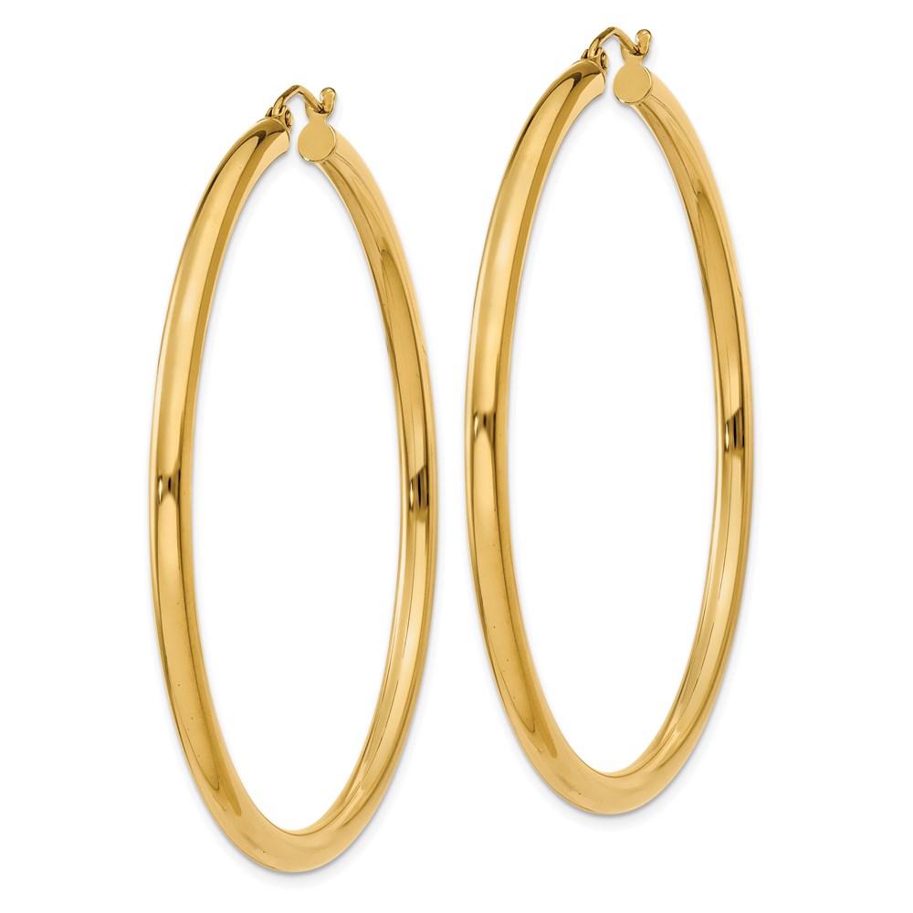 14K Polished 3mm Tube Hoop Earrings