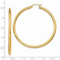 Thumbnail for 14K Polished 3mm Tube Hoop Earrings