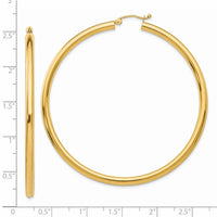 Thumbnail for 14K Polished 3mm Tube Hoop Earrings