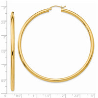 Thumbnail for 14K Polished 3mm Tube Hoop Earrings