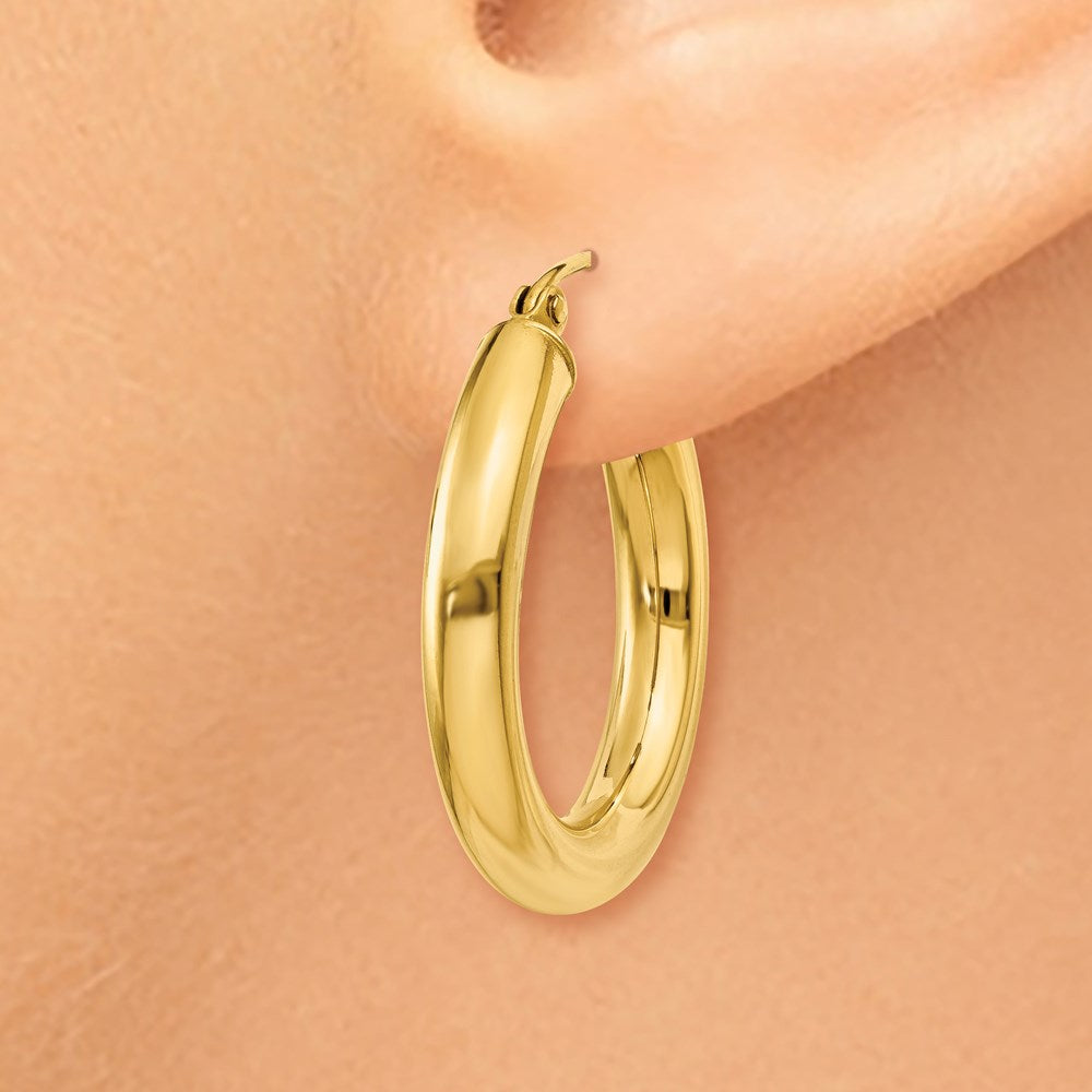 14k Polished 4mm Tube Hoop Earrings
