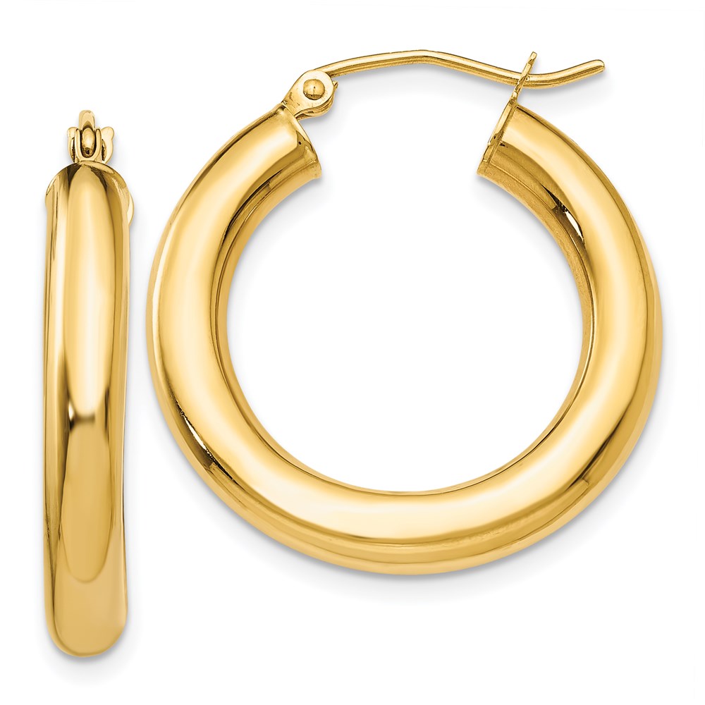 14k Polished 4mm Tube Hoop Earrings