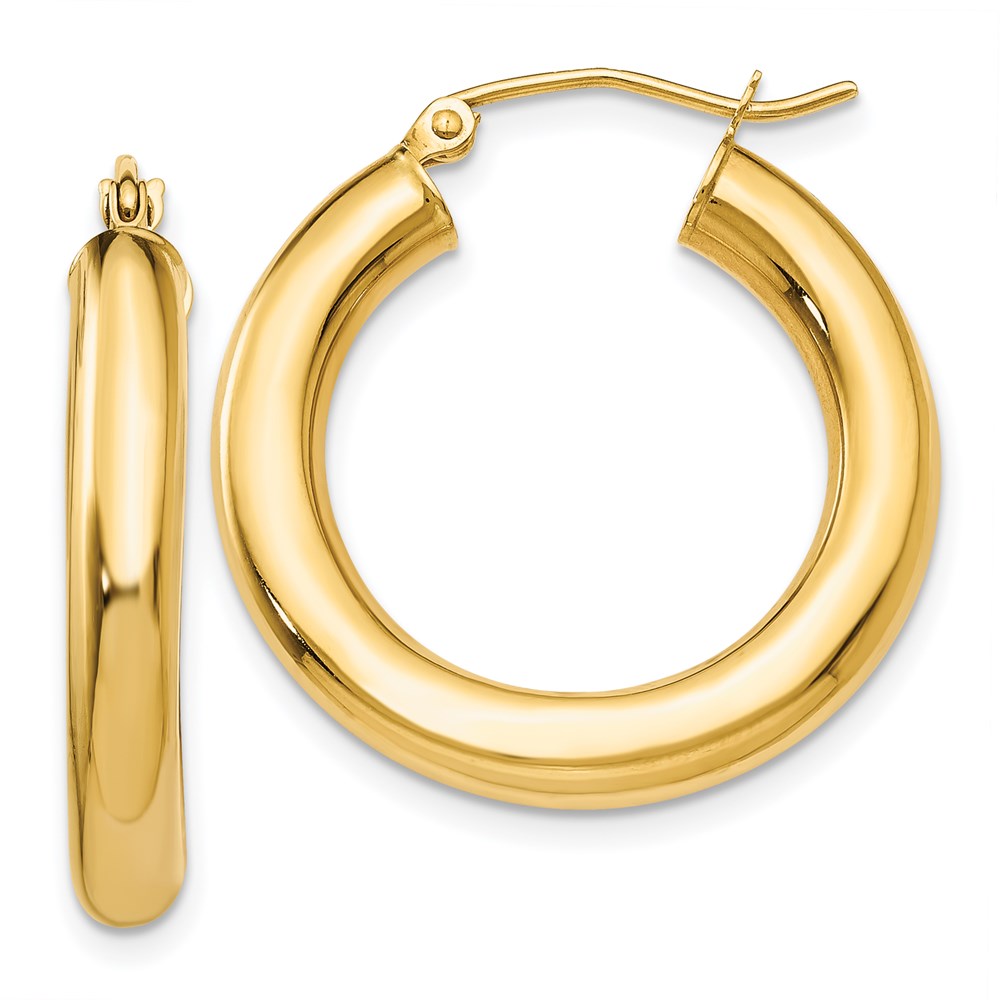 14k Polished 4mm Tube Hoop Earrings