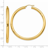 Thumbnail for 14K Polished 4mm Tube Hoop Earrings