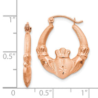 Thumbnail for 14k Rose Gold Polished Claddagh Hoop Earrings