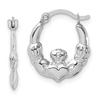 Thumbnail for 14k White Gold Claddagh Hoop Earrings