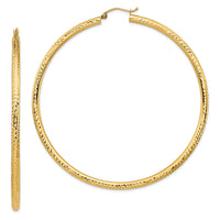 Thumbnail for 14k Lightweight 3mm Diamond-cut Hoop Earrings