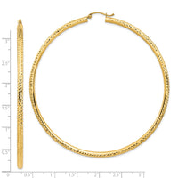 Thumbnail for 14k Lightweight 3mm Diamond-cut Hoop Earrings