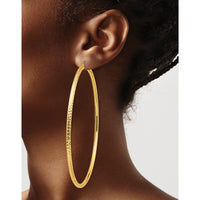 Thumbnail for 14k Lightweight 3mm Diamond-cut Hoop Earrings