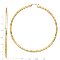 Thumbnail for 14k Lightweight 3mm Diamond-cut Hoop Earrings