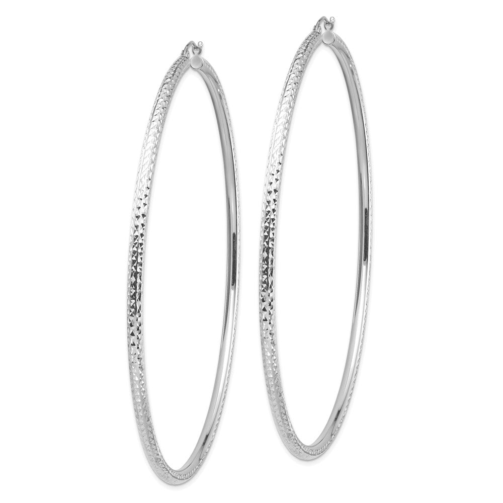 14k Lightweight 3mm Diamond-cut Hoop Earrings