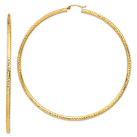 Thumbnail for 14k Lightweight 3mm Diamond-cut Hoop Earrings