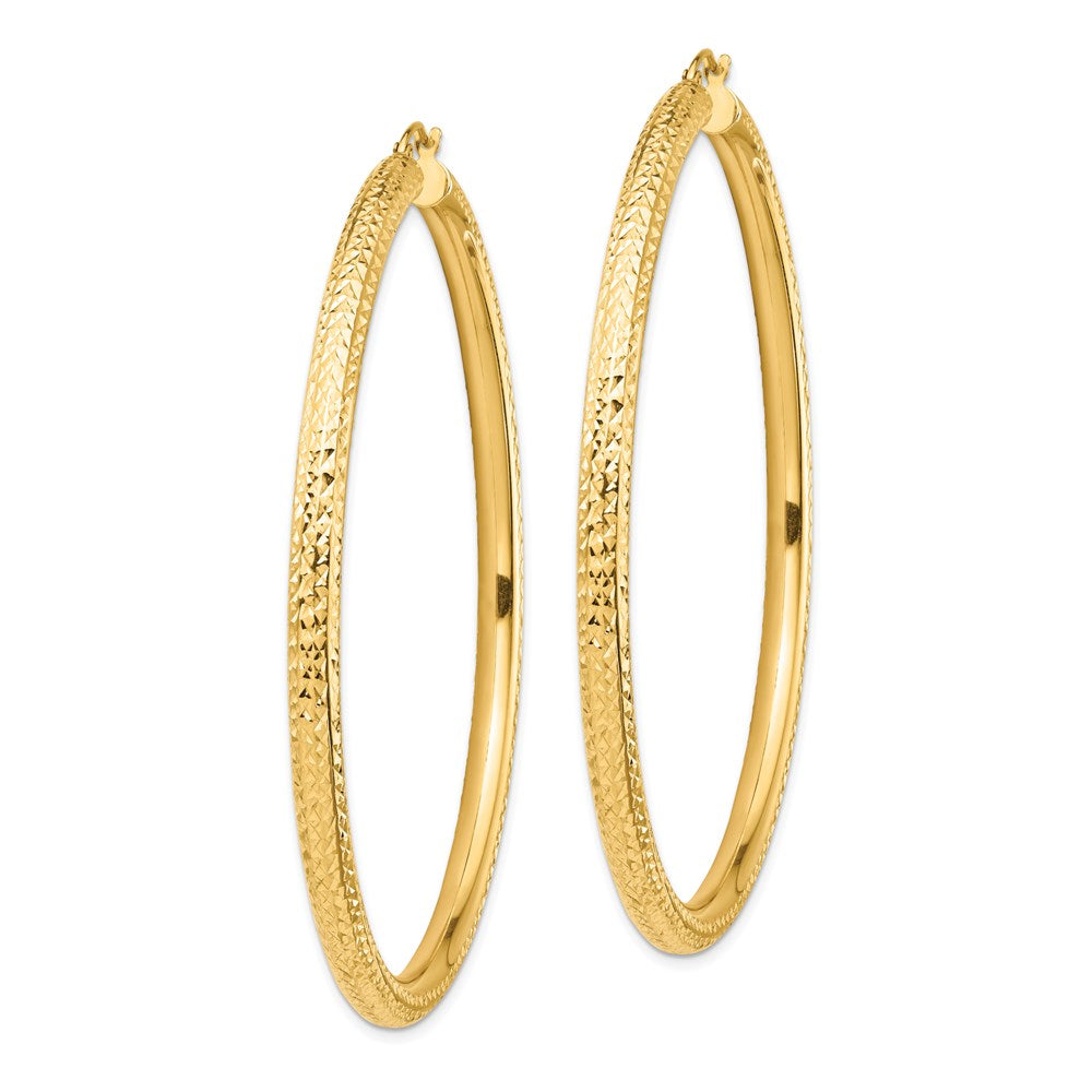 14k Lightweight 4mm Diamond-cut Hoop Earrings