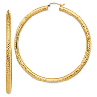 Thumbnail for 14k Lightweight 4mm Diamond-cut Hoop Earrings