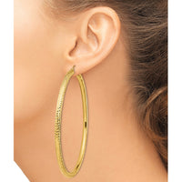 Thumbnail for 14k Lightweight 4mm Diamond-cut Hoop Earrings