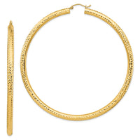 Thumbnail for 14k Lightweight 4mm Diamond-cut Hoop Earrings