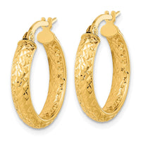 Thumbnail for 14K Polished and Diamond-cut Inside and Out Fancy Hoop Earrings