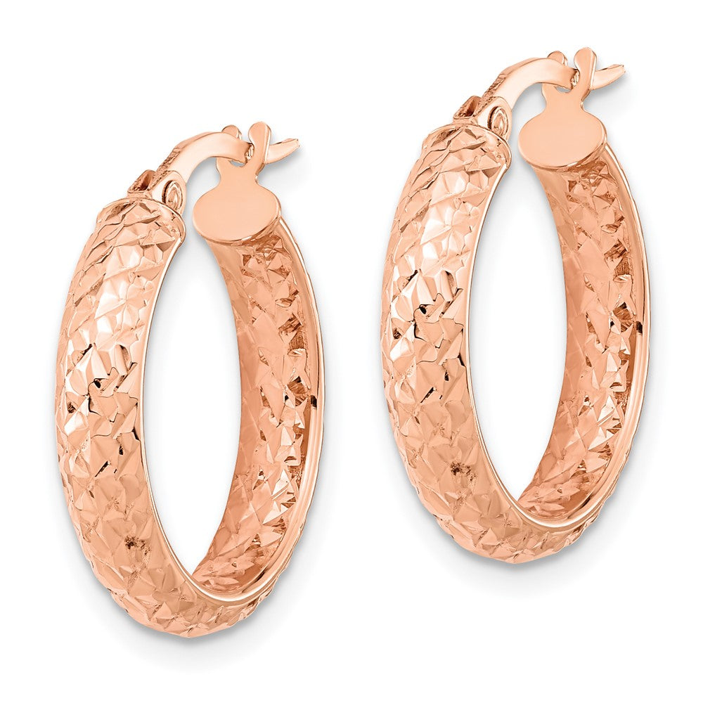 14K Polished and Diamond-cut Inside and Out Fancy Hoop Earrings