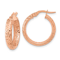 Thumbnail for 14K Polished and Diamond-cut Inside and Out Fancy Hoop Earrings