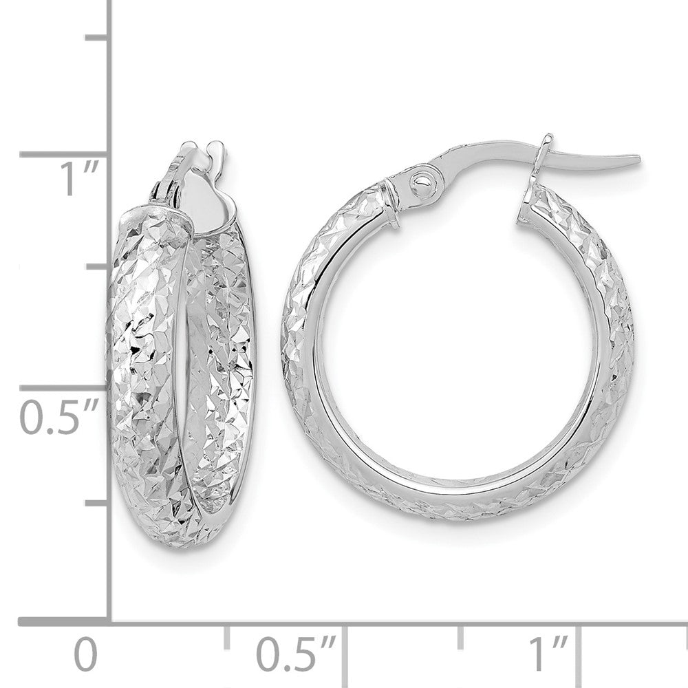 14K Polished and Diamond-cut Inside and Out Fancy Hoop Earrings