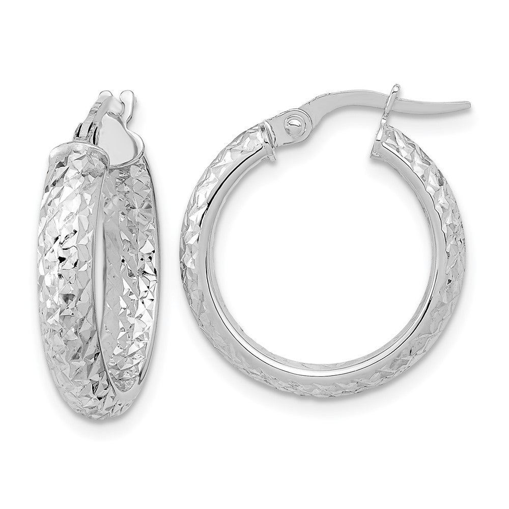14K Polished and Diamond-cut Inside and Out Fancy Hoop Earrings