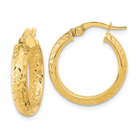 Thumbnail for 14K Polished and Diamond-cut Inside and Out Fancy Hoop Earrings