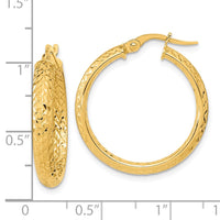 Thumbnail for 14K Polished and Diamond-cut Inside and Out Fancy Hoop Earrings