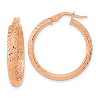 Thumbnail for 14K Polished and Diamond-cut Inside and Out Fancy Hoop Earrings
