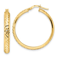 Thumbnail for 14K Polished Diamond Cut Hoop Earrings
