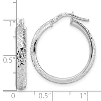 Thumbnail for 14K White Gold Diamond Cut Hoop Earrings