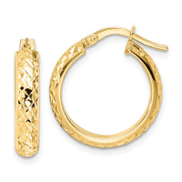 Thumbnail for 14K Polished Diamond Cut Hoop Earrings