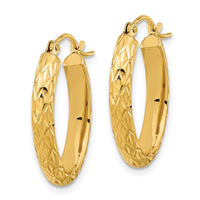 Thumbnail for 14K Polished Diamond-cut Fancy Oval Hoop Earrings