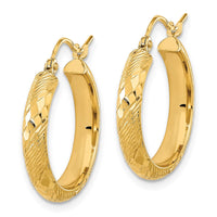 Thumbnail for 14K Polished and Textured Fancy Pattern Hoop Earrings