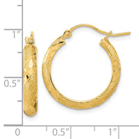 Thumbnail for 14K Polished and Textured Fancy Pattern Hoop Earrings