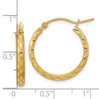 Thumbnail for 14K Polished and Satin Diamond-cut Hoop Earrings